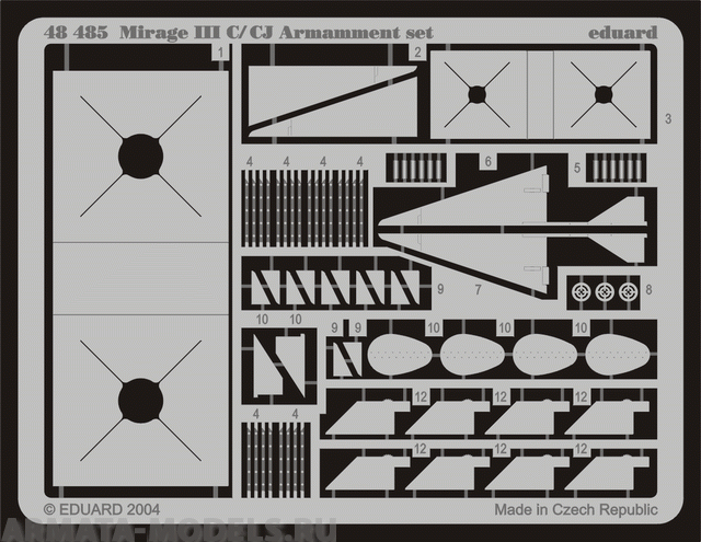48485 Фототравление на Mirage III C/CJ Armament set for Eduard kit