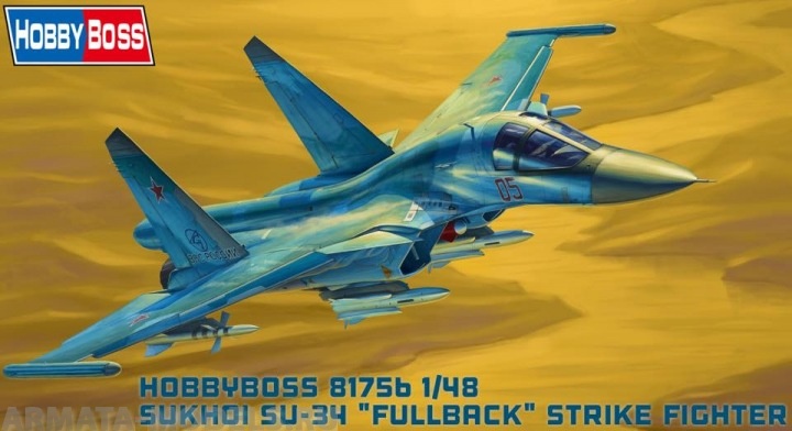 81756 Самолет Russian Su-34 Fullback Fighter-Bomber (Hobby Boss) 1/48 Hobby Boss