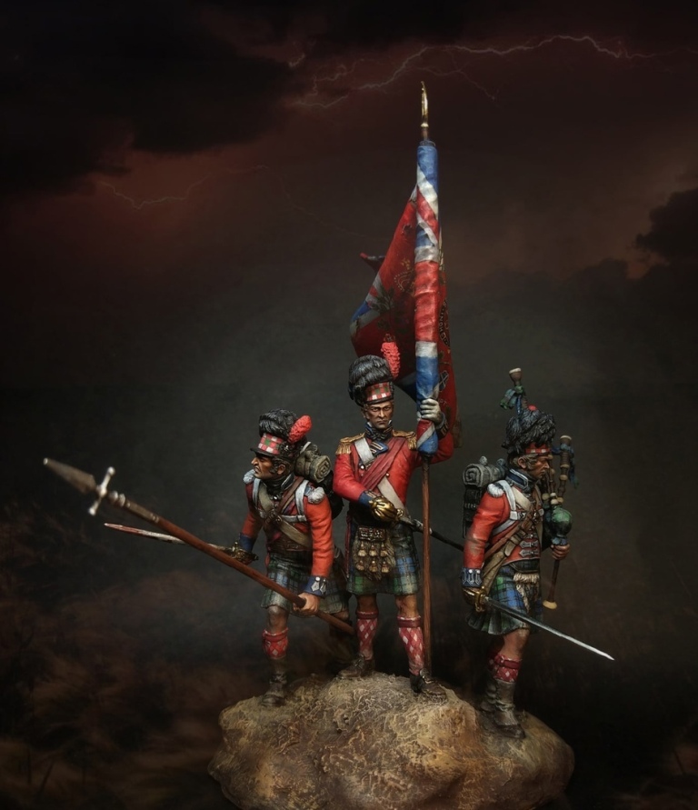 VD-54007(M). Знаменосец 42-го (Королевских Шотландских горцев) пехотного полка quot;Черная Стражаquot;, 1815 г. 54 мм. Материал - белый металл. Chronos Miniatures