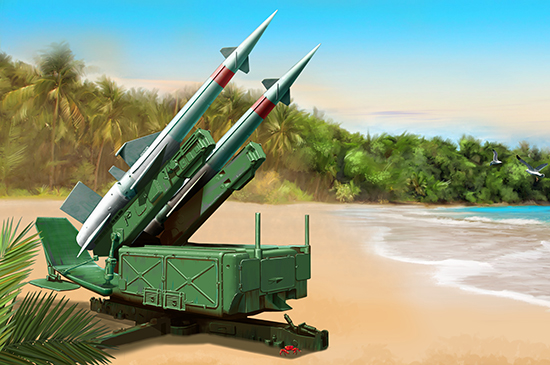02353P Советская Пусковая Установка 5П71 ЗРК С-125 Печора С Ракетой 5В27 Trumpeter