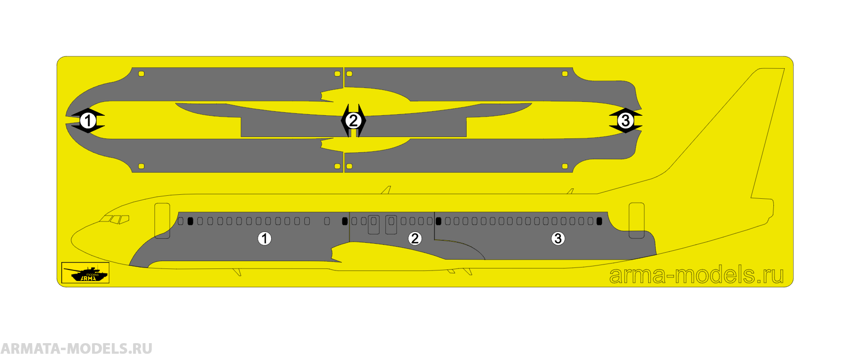 AM144138 Маска окрасочная для Boeing 737-800 для покраски серой части
