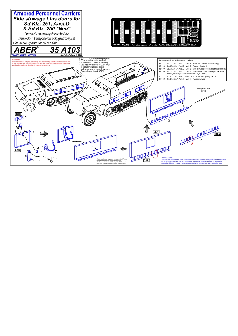 ABR-35-A-103  Дополнения Side stowage bins doors for Sd.Kfz.251,Ausf.D and Sd.Kfz.250 Noe ABER