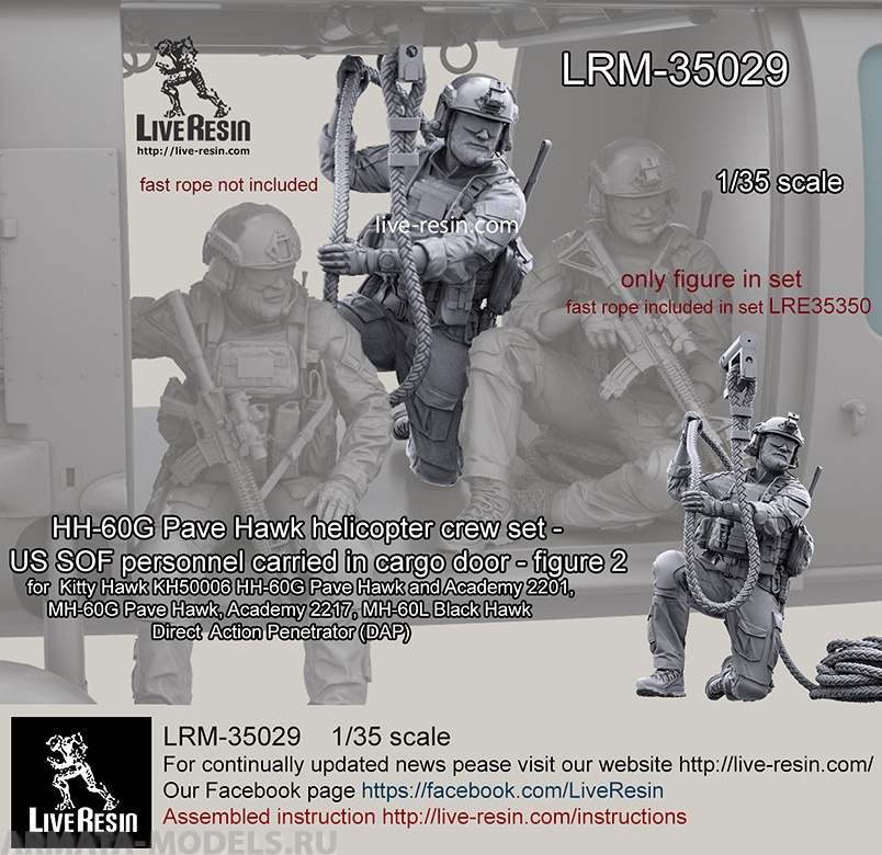 LRM35029 Экипаж Американского вертолета HH-60G Pave Hawk. Подходит для моделей Kitty Hawk KH50006 HH-60G Pave Hawk an