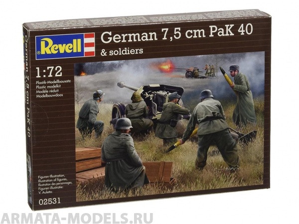 02531 Противотанковая пушка и экипаж, German 7,5 cm PaK40 & soldiers Revell