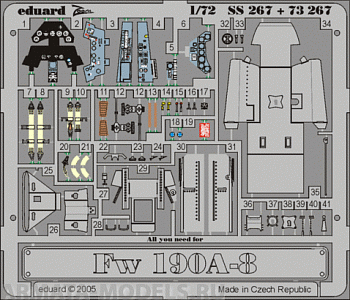 SS267 Фототравление Fw 190A-8 For Academy kit