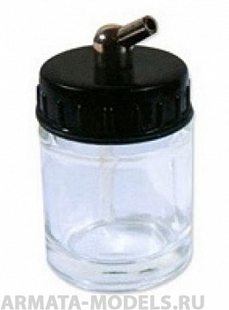 1502 Баночка с крышкой,  22 мл,трубка 45 градусов, стекло