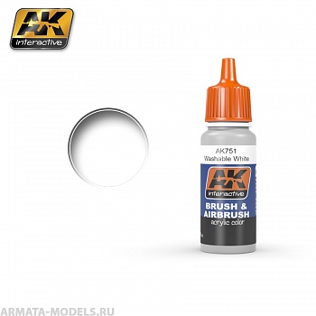 AK-751 Краска акриловая WASHABLE WHITE PAINT