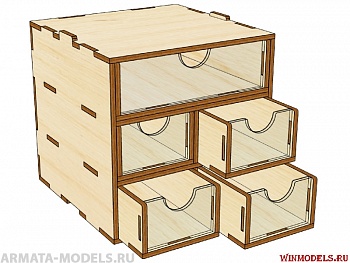 Mini-0010-33 Mini модуль-органайзер на 5 ящиков.