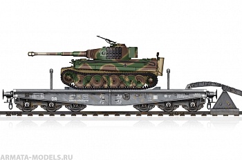 82934 Платформа с танком  Plattformwagen Type SSyms 80/Pz.Kpfw.VI Ausf.E Tiger I