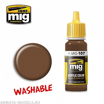 AMIG0107 Ammo Mig Акриловая краска WASHABLE EARTH 17 мл
